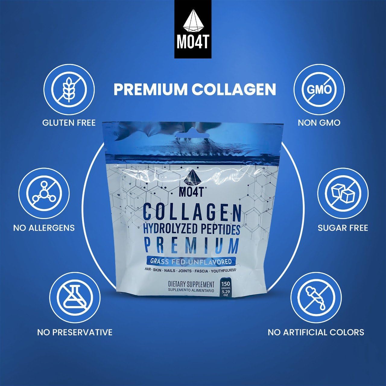 Pure Collagen Peptides Powder from Grass Fed Bovine - Supports Joints, Hair & Nails