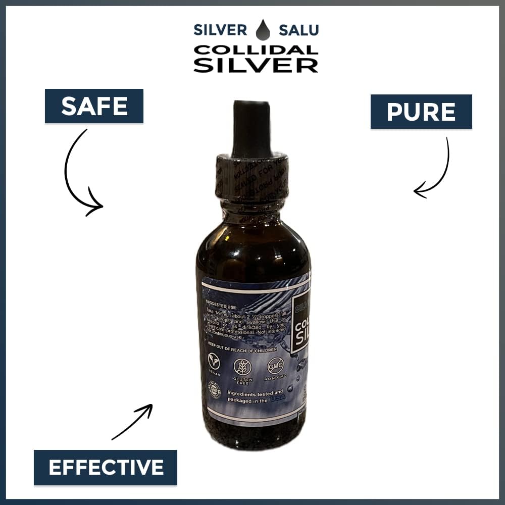 Pure Colloidal Silver Liquid Mineral Supplement for Immune Support - 1.9ml Serving Size, 57 Drops