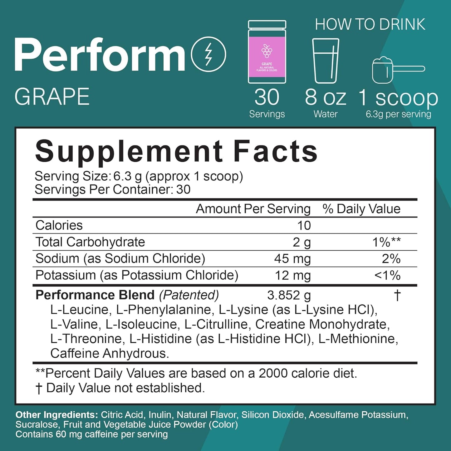 Pure EAA Amino Acids Pre Workout Powder Supplement for Energy - Grape Flavor (6.7 oz)