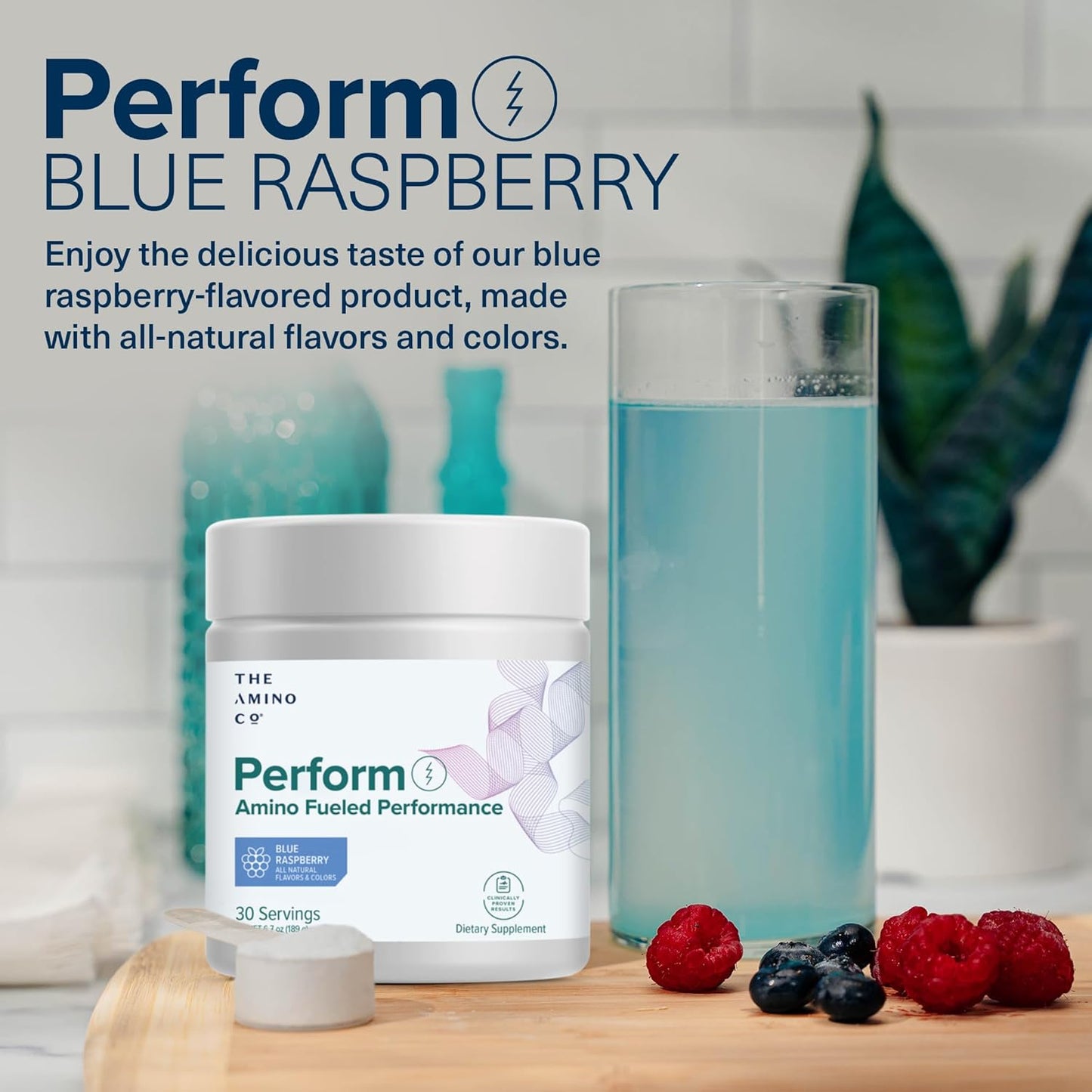 Pure EAA Amino Acids Pre Workout Powder Supplement - Blue Raspberry Flavor, Stevia Sweetened Energy Boost for Men & Women - 6.7 oz