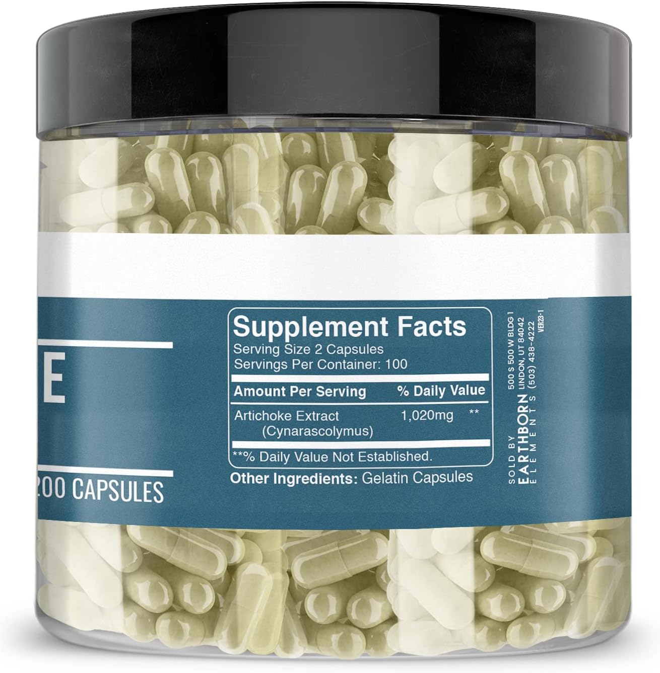 Pure Earthborn Elements Artichoke Extract Capsules - 200 Count, No Additives, All-Natural & Undiluted
