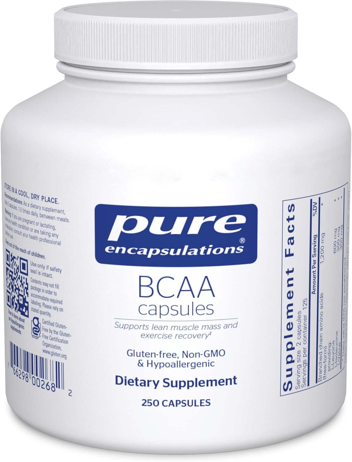 Pure Encapsulations BCAA Capsules | Hypoallergenic Muscle Function Support Supplement | 250 Capsules