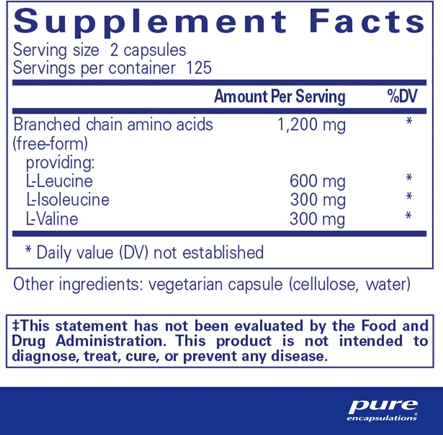 Pure Encapsulations BCAA Capsules | Hypoallergenic Muscle Function Support Supplement | 250 Capsules