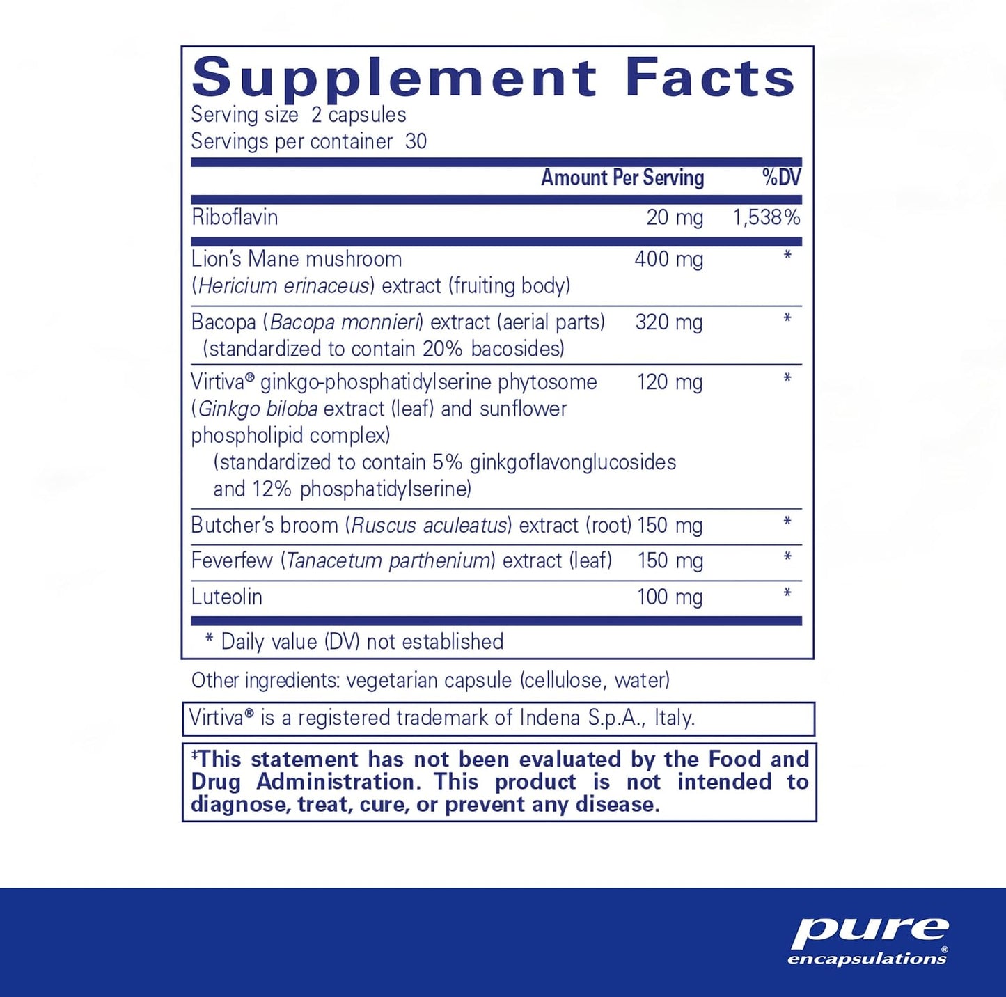 Pure Encapsulations Brain Reset Capsules - Supports Concentration, Clarity, and Memory for Brain Fog - 60 Count