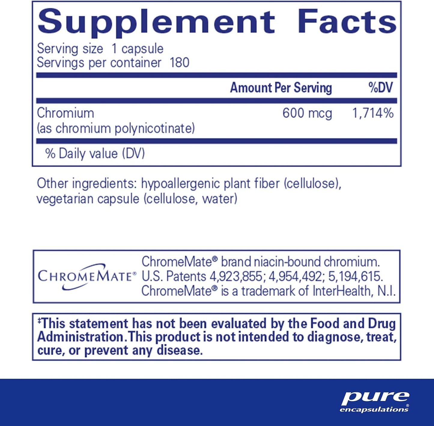 Pure Encapsulations ChromeMate GTF 600 Capsules - Supports Metabolism and Lean Muscle Growth - 180 Count