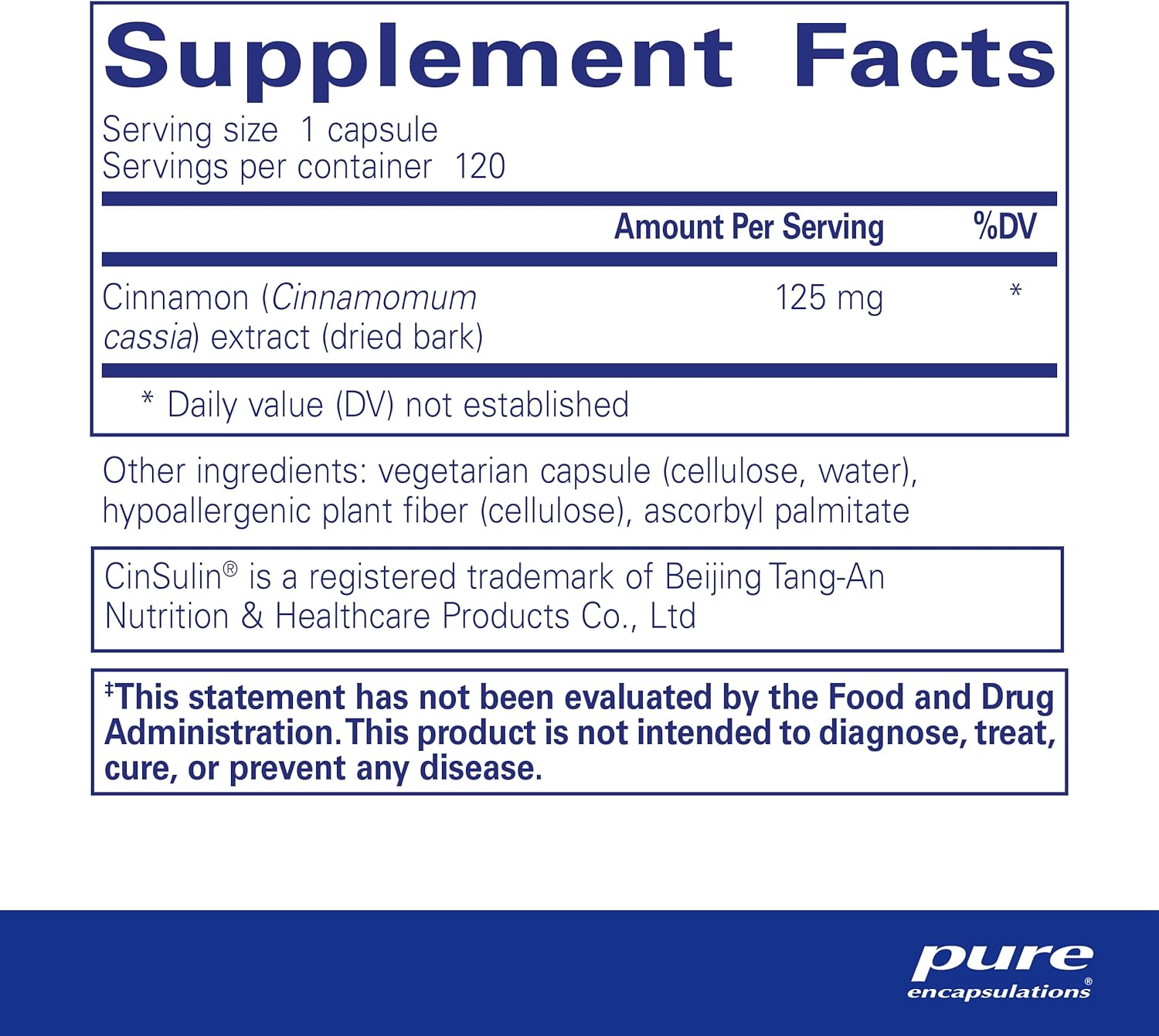 Pure Encapsulations Cinnamon WS Capsules - Water-Soluble Extract for Carbohydrate Metabolism - 120 Count