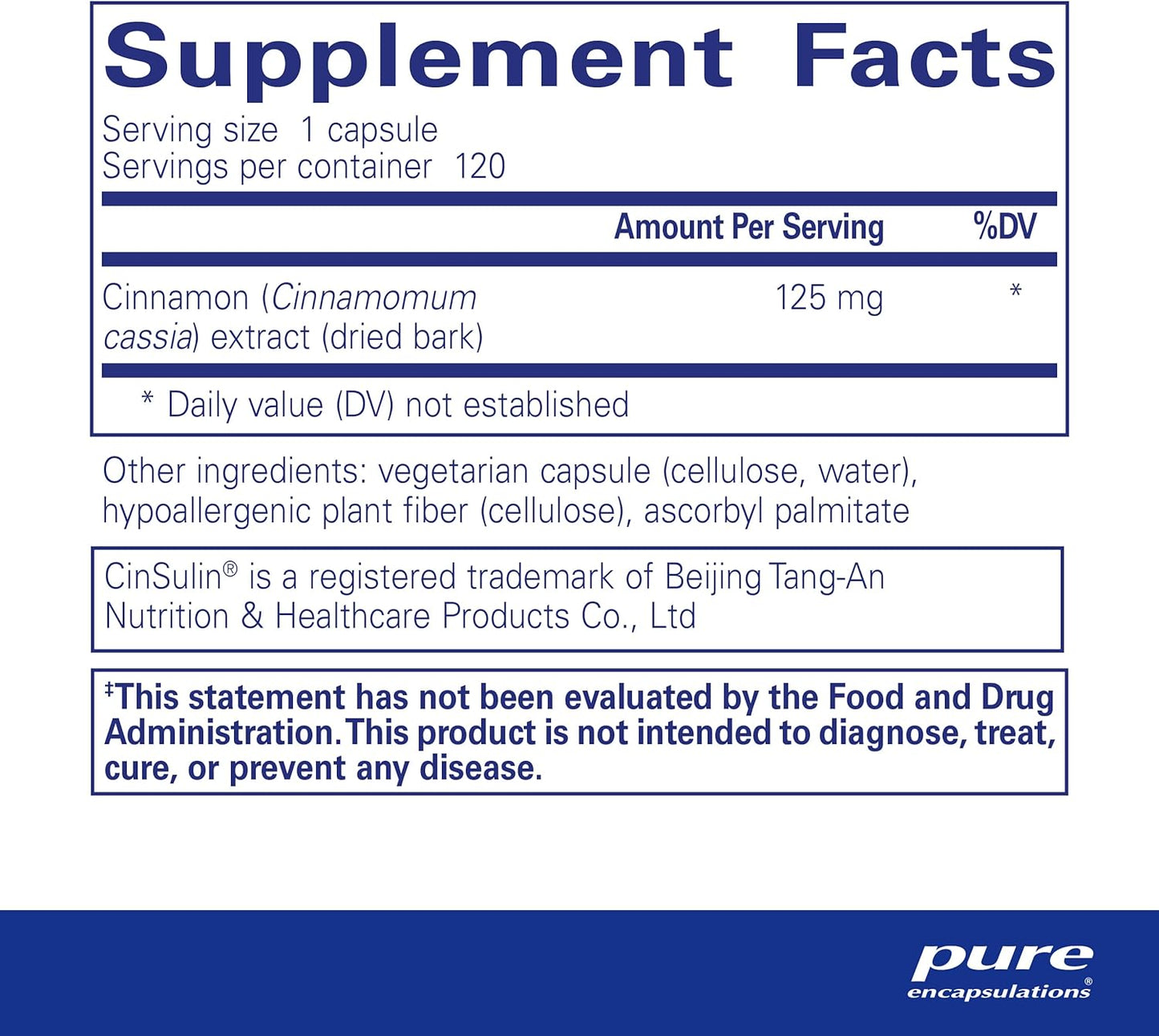 Pure Encapsulations Cinnamon WS Capsules - Water-Soluble Extract for Carbohydrate Metabolism - 120 Count