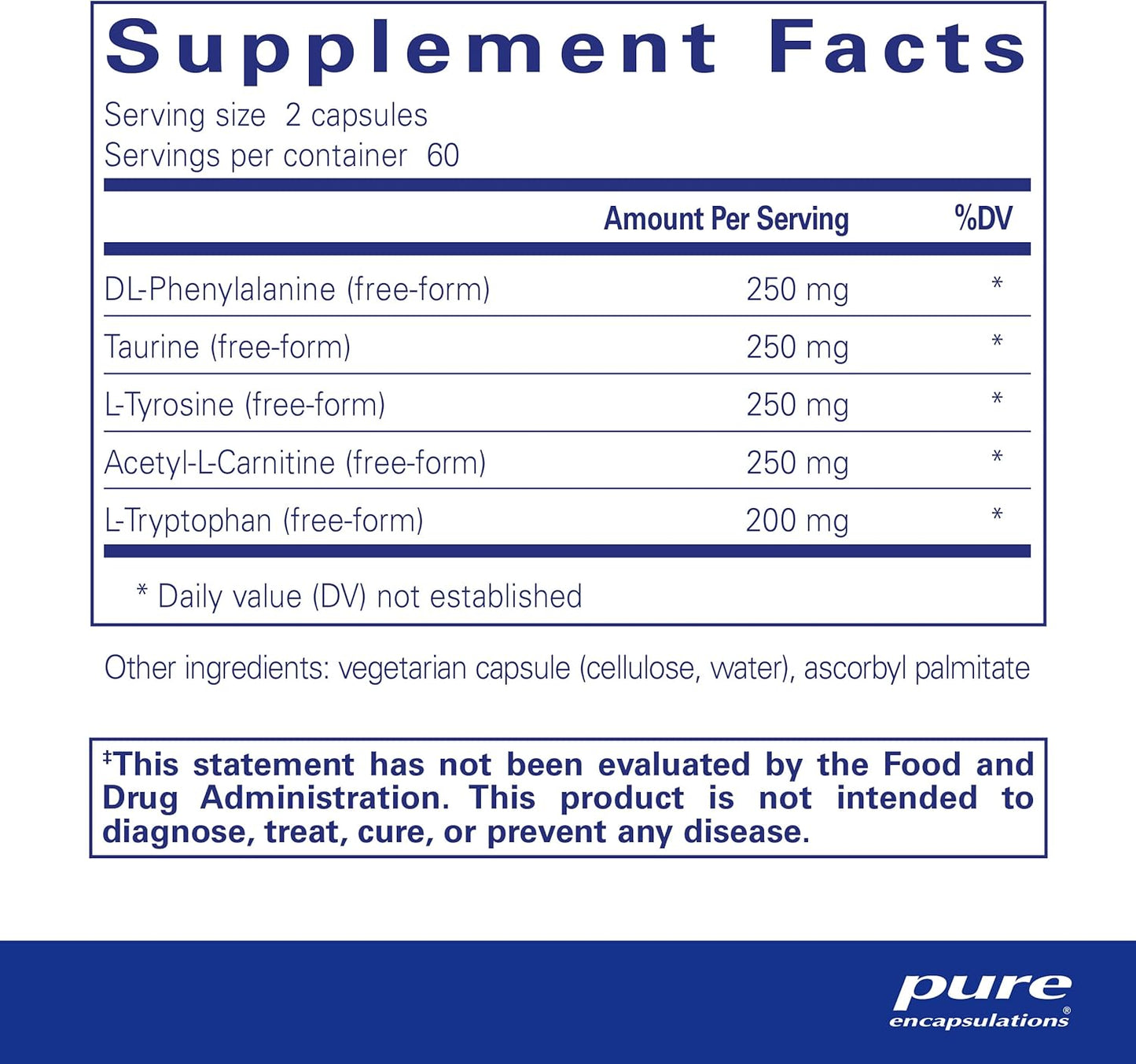Pure Encapsulations Cognitive Aminos Capsules - Hypoallergenic Supplement for Cognitive Function Support (120 Count)