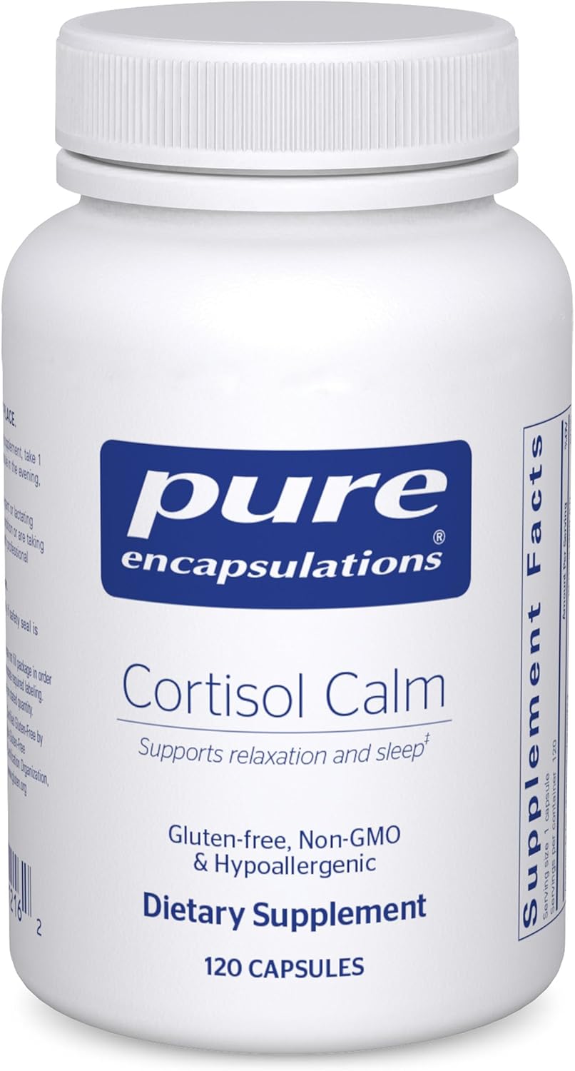 Pure Encapsulations Cortisol Calm Capsules - Promotes Cortisol Balance, Relaxation, and Restful Sleep - With Ashwagandha & L-Theanine - 120 Count