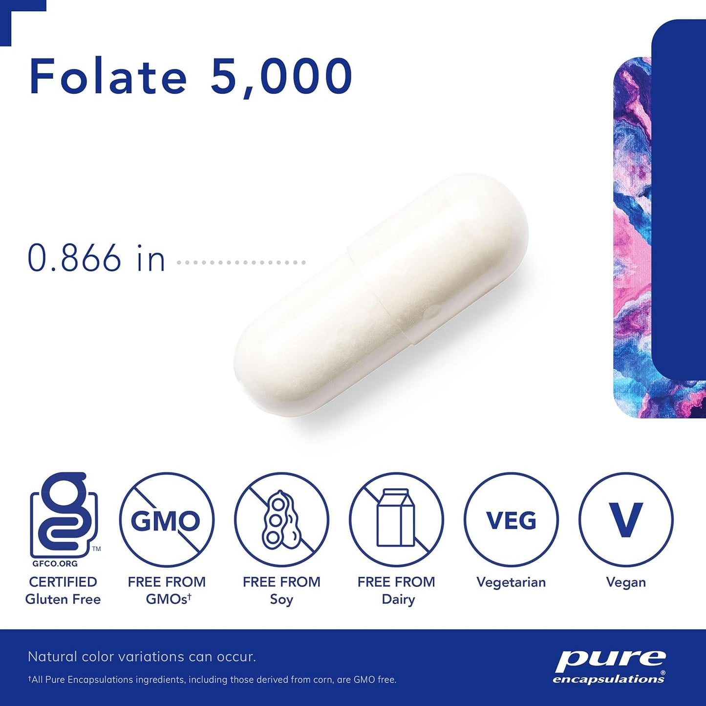 Pure Encapsulations Folate 5,000 - 60 Capsules of Activated Vitamin B9 as 5-Methyltetrahydrofolate