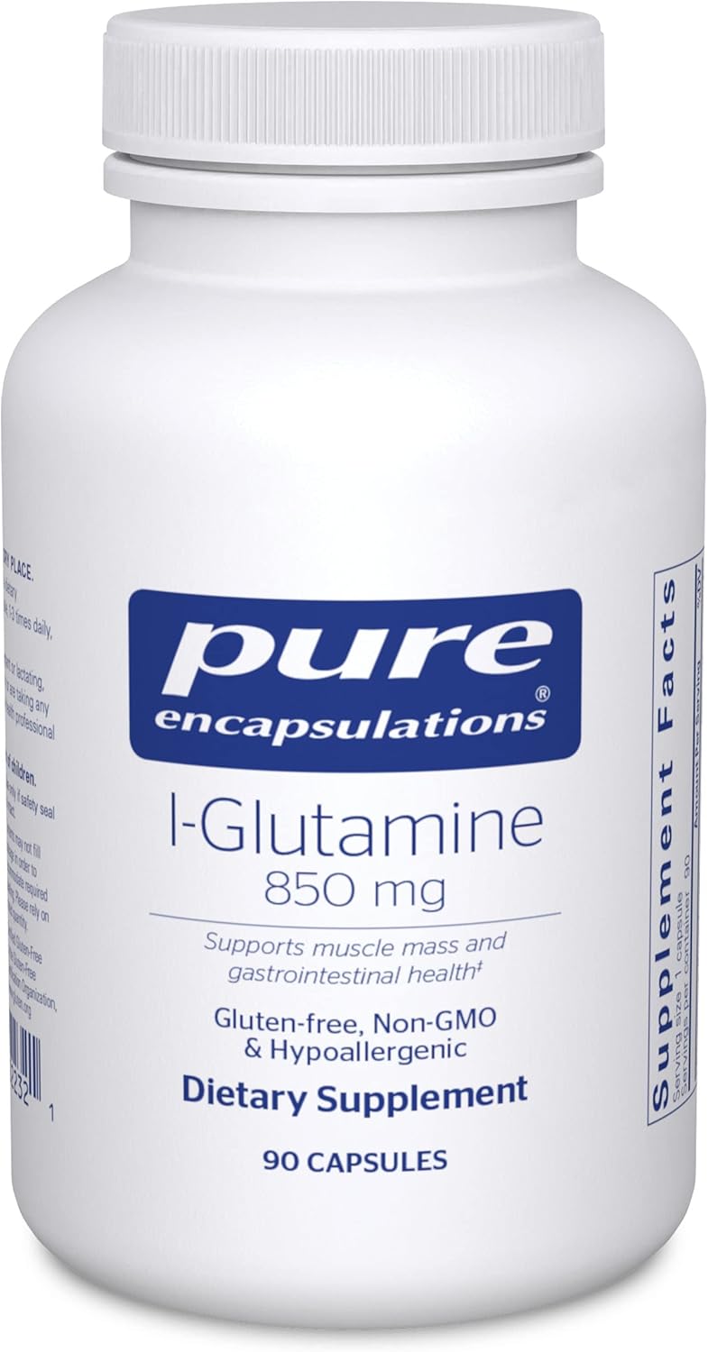 Pure Encapsulations L-Glutamine 850 mg Capsules for Immune, Digestive, Gut Health, Metabolism, and Muscle Support - 90 Count