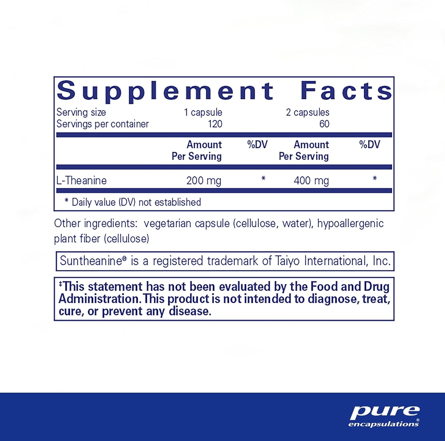 Pure Encapsulations L-Theanine Capsules - Amino Acid Supplement for Relaxation, Stress Relief & Nervous System Support