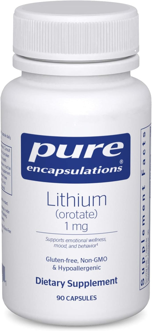 Pure Encapsulations Lithium Orotate 1mg | Promotes Tranquility and Healthy Behavior | 90 Capsules
