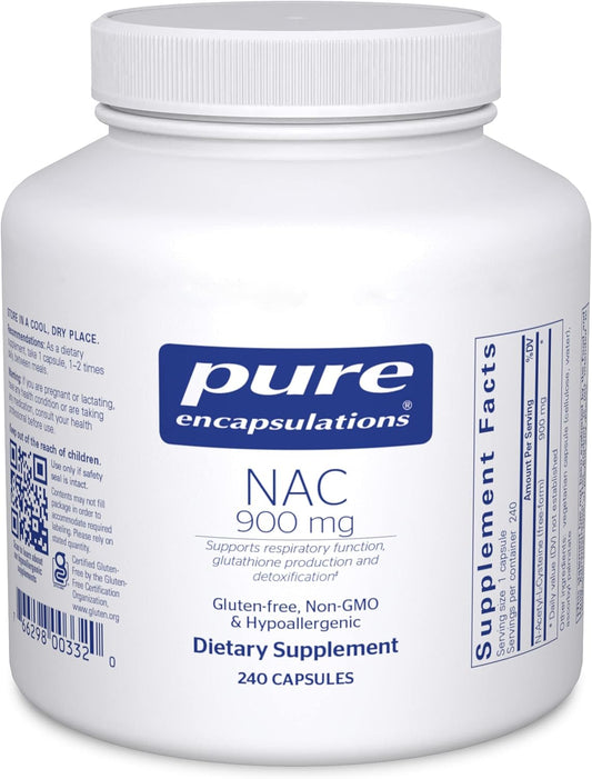 Pure Encapsulations NAC 900 mg Capsules - N-Acetyl Cysteine Amino Acid Supplement for Lung & Immune Support, Liver & Antioxidants - 240 Count