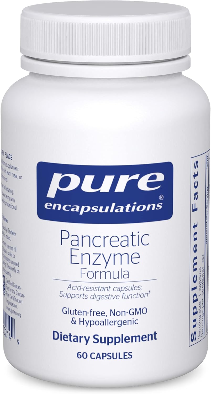 Pure Encapsulations Pancreatic Enzyme Formula - Digestive Enzymes for Gut Health - Targeted Delivery Capsules - Gluten Free & Non-GMO - 60 Count