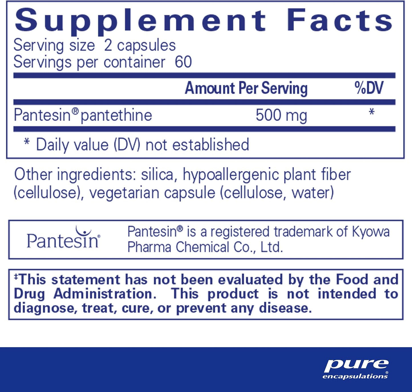 Pure Encapsulations Pantethine Supplement for Healthy Lipid Metabolism & Cardiovascular Support - 120 Capsules