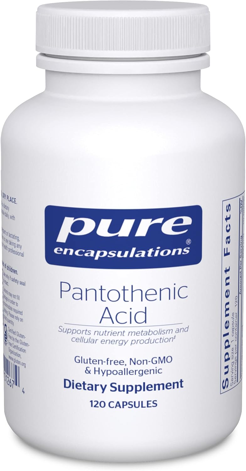 Pure Encapsulations Pantothenic Acid Capsules for Cellular Energy Production & Adrenal Health - 120 Count