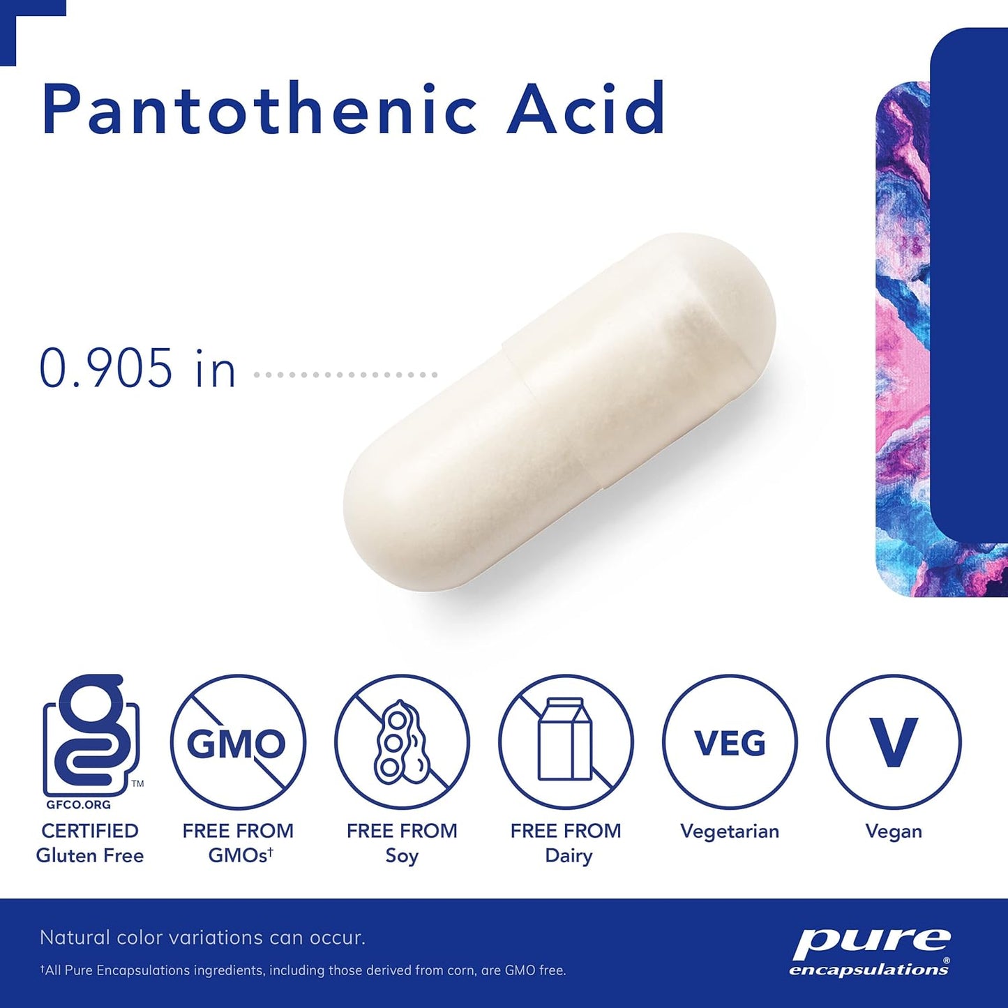 Pure Encapsulations Pantothenic Acid Capsules for Cellular Energy Production & Adrenal Health - 120 Count