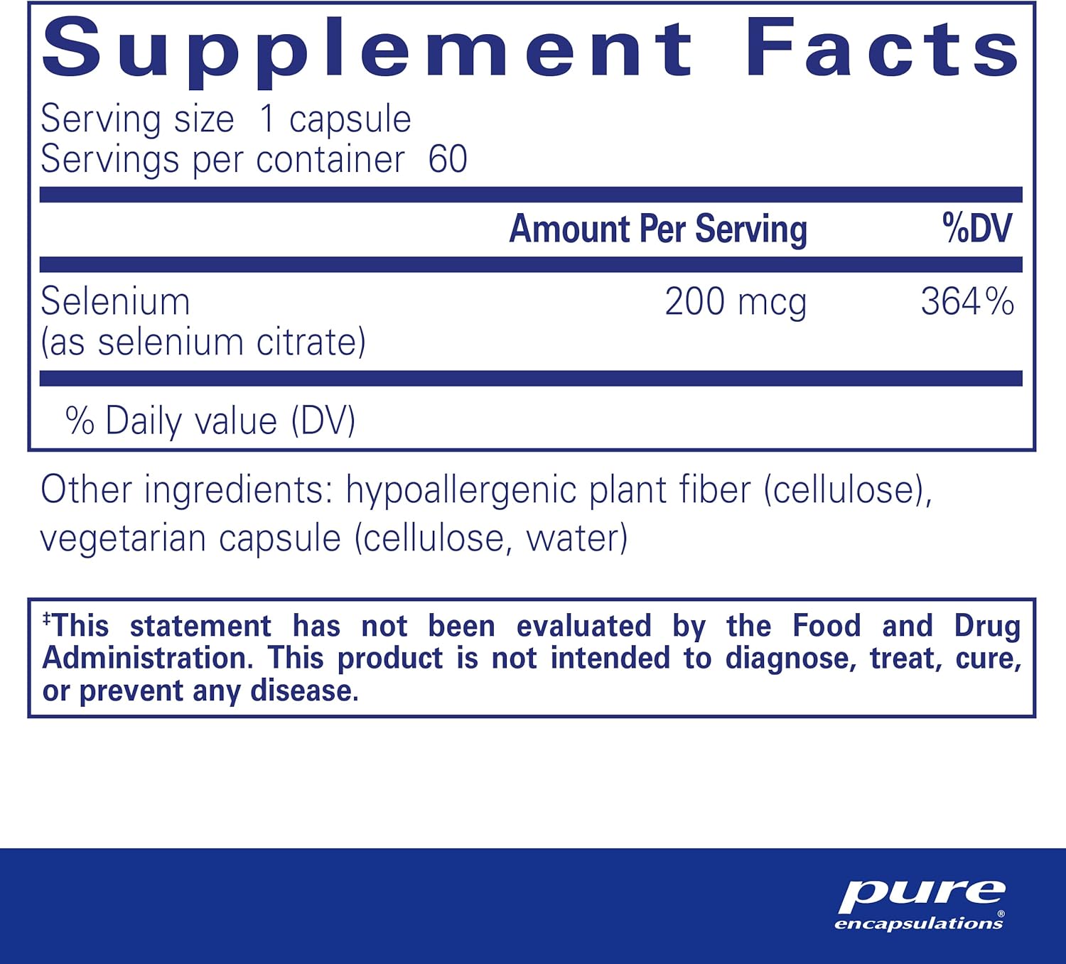 Pure Encapsulations Selenium Citrate Capsules - Immune System & Cellular Health Support - Antioxidant Supplement - Blood Flow Boost - Gluten Free & Vegan - 60 Count
