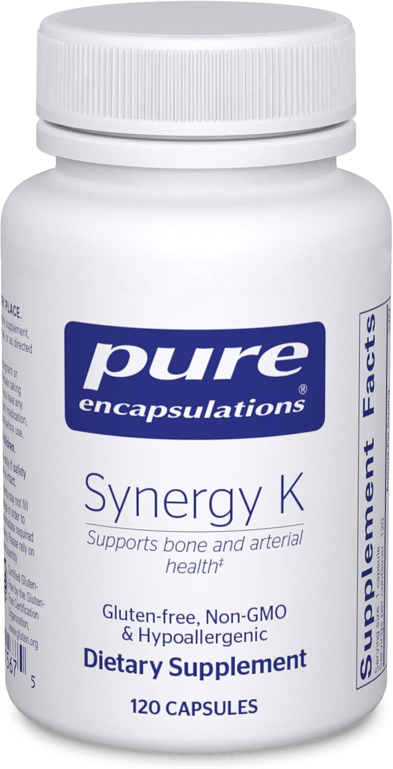 Pure Encapsulations Synergy K Capsules - Vitamin K1, K2, D3 for Bone & Vascular Health - Cholecalciferol - 120ct - Gluten Free & Non-GMO