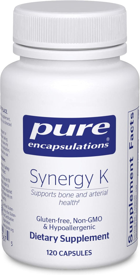 Pure Encapsulations Synergy K Capsules - Vitamin K1, K2, D3 for Bone & Vascular Health - Cholecalciferol - 120ct - Gluten Free & Non-GMO