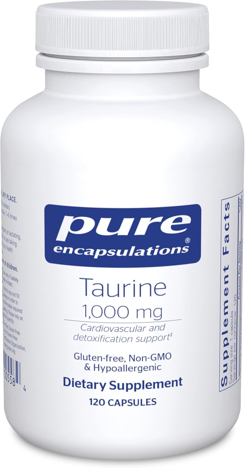 Pure Encapsulations Taurine 1000mg Supplement for Heart Health & Detox - Essential Amino Acid - Liver & Gallbladder Support - Vegan & Gluten-Free - 120 Capsules