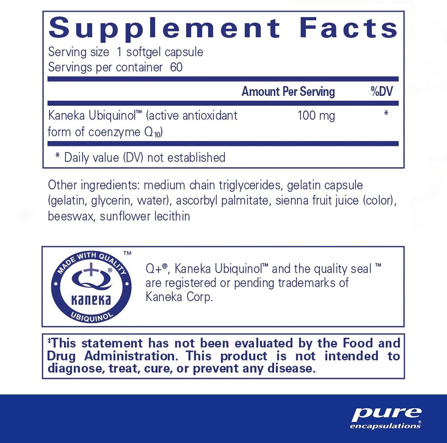 Pure Encapsulations Ubiquinol-QH 100mg CoQ10 Softgel Capsules for Energy & Heart Health - Coenzyme Antioxidant Supplement