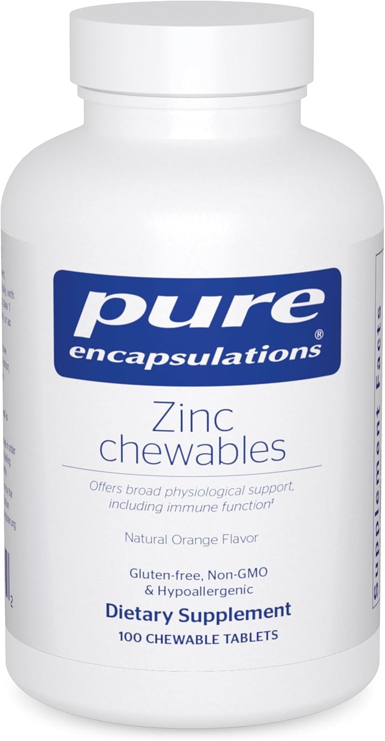 Pure Encapsulations Zinc Chewables - 100 Chewable Tablets for Immune Support, Growth, and Wound Healing - Natural Orange Flavor