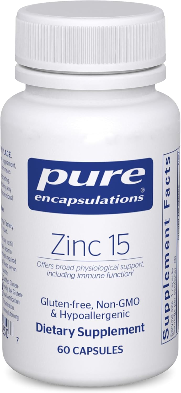 Pure Encapsulations Zinc Picolinate Supplement 15mg - Immune System & Wound Healing Support - 60 Capsules