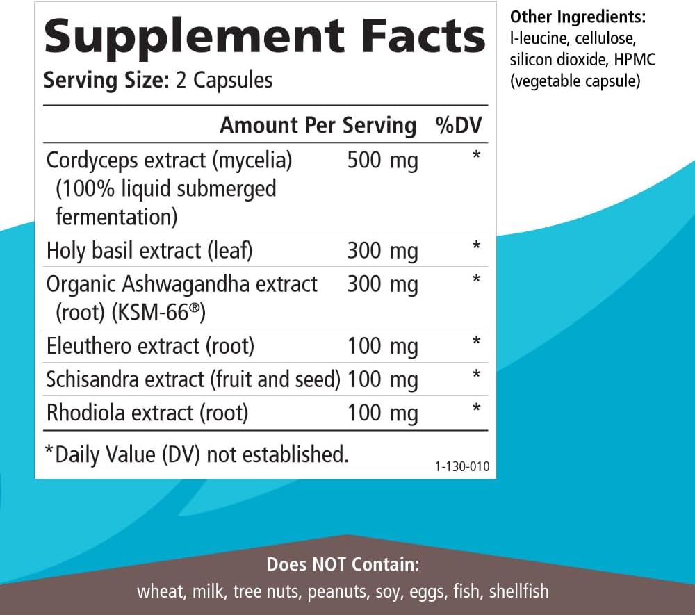 Pure Essence Labs Adrenal Stability - Adrenal Fatigue Supplement with Ashwagandha & Holy Basil for Healthy Stress Response, Energy, Sleep - 60 Capsules