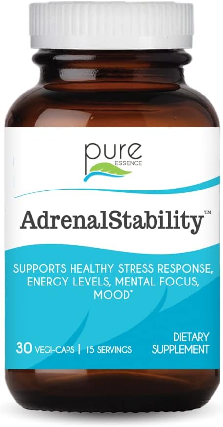 Pure Essence Labs Adrenal Stability - Natural Adrenal Fatigue Supplement with Ashwagandha & Holy Basil for Stress Support and Energy - 30 Capsules