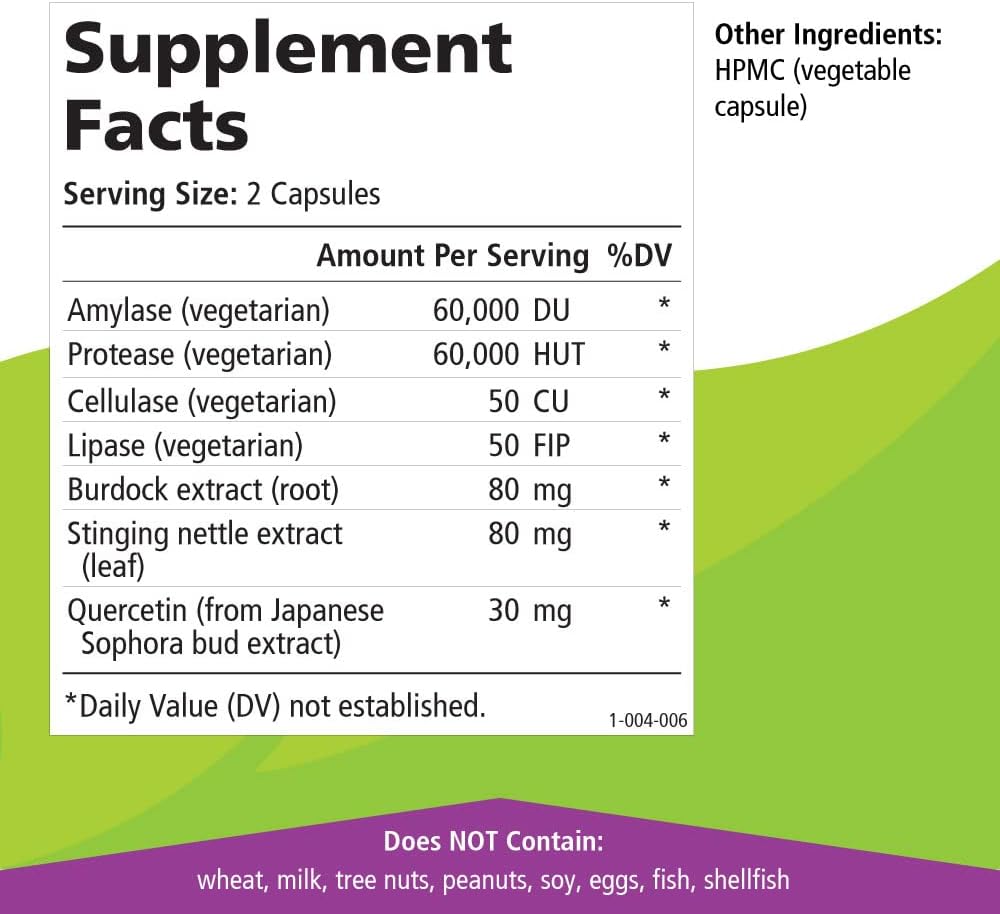 Pure Essence Labs AllerFree: Natural Non Drowsy Allergy Support for Seasonal Allergies - 60 Capsules with Enzymes and Herbs