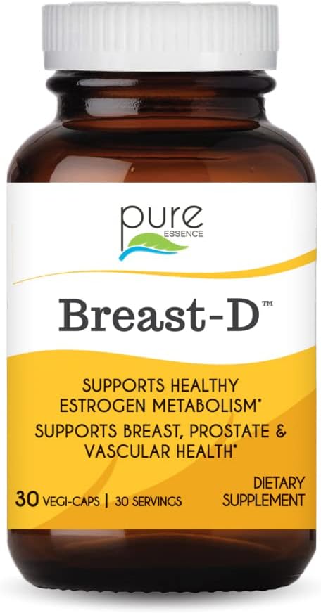 Pure Essence Labs Breast D - Natural Supplement for Hormonal Balance, Menopause Support, Acne - 30 Capsules