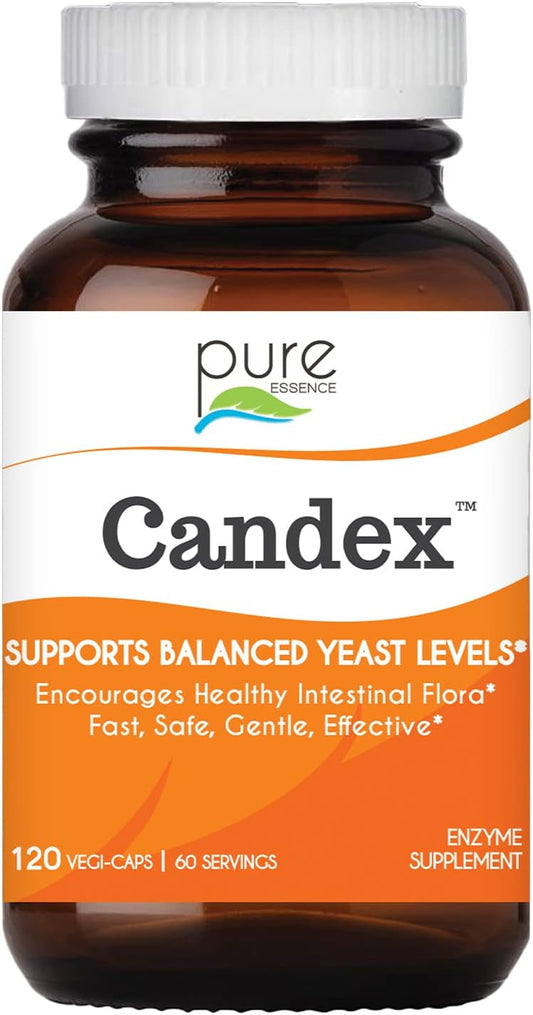 Pure Essence Labs Candex Supplement - Yeast Overgrowth Support with Digestive Enzymes - Probiotic Treatment for Men and Women - 120 Capsules