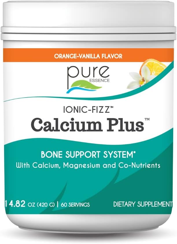 Pure Essence Labs Ionic Fizz Calcium Plus - Orange Vanilla Flavor - Essential Vitamins and Minerals for Strong Bones - 14.82 oz