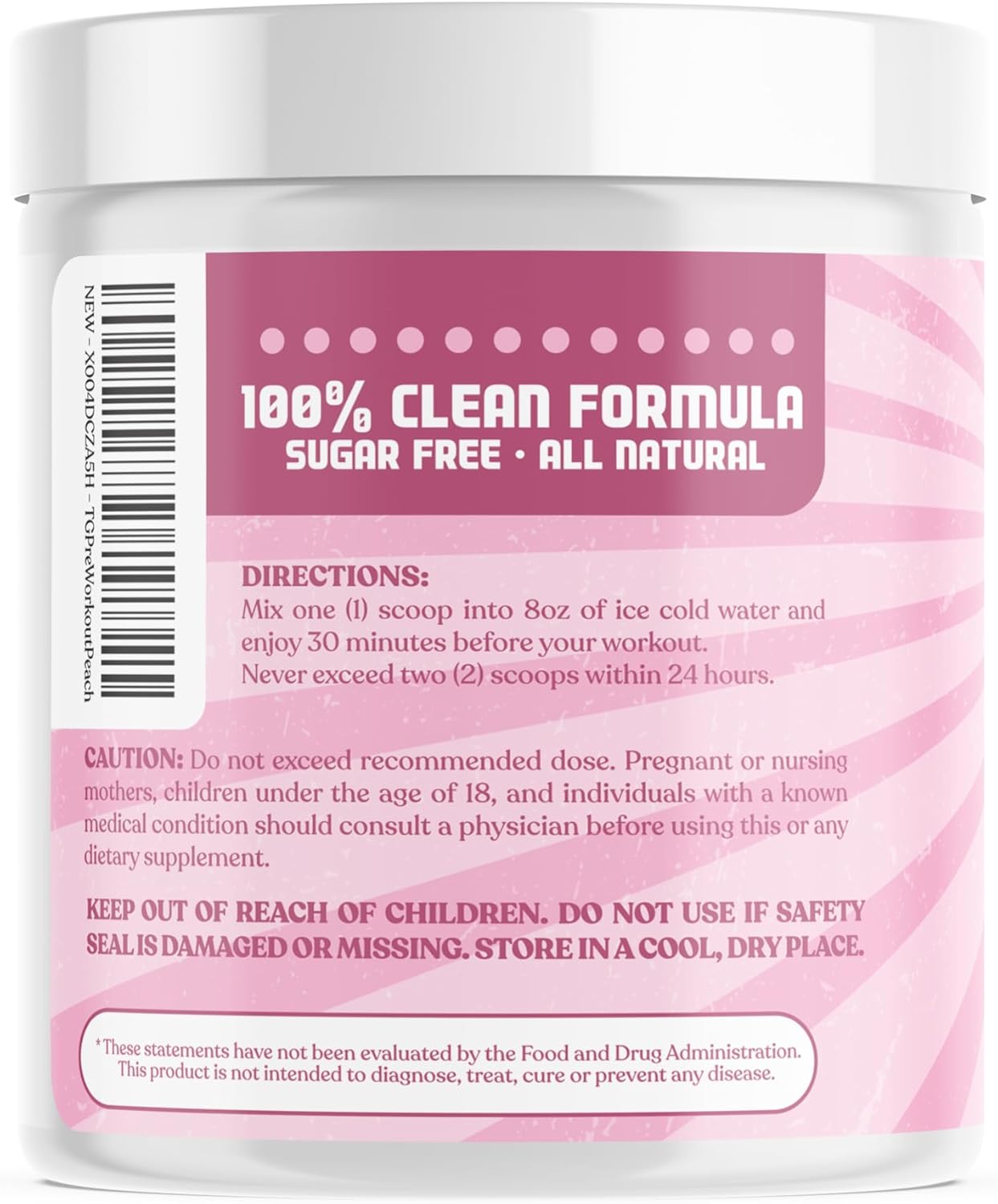 Pure Fire Energy Pre Workout for Women - Boost Your Gym Session with Natural Ingredients - Peach Flavor - 30 Servings