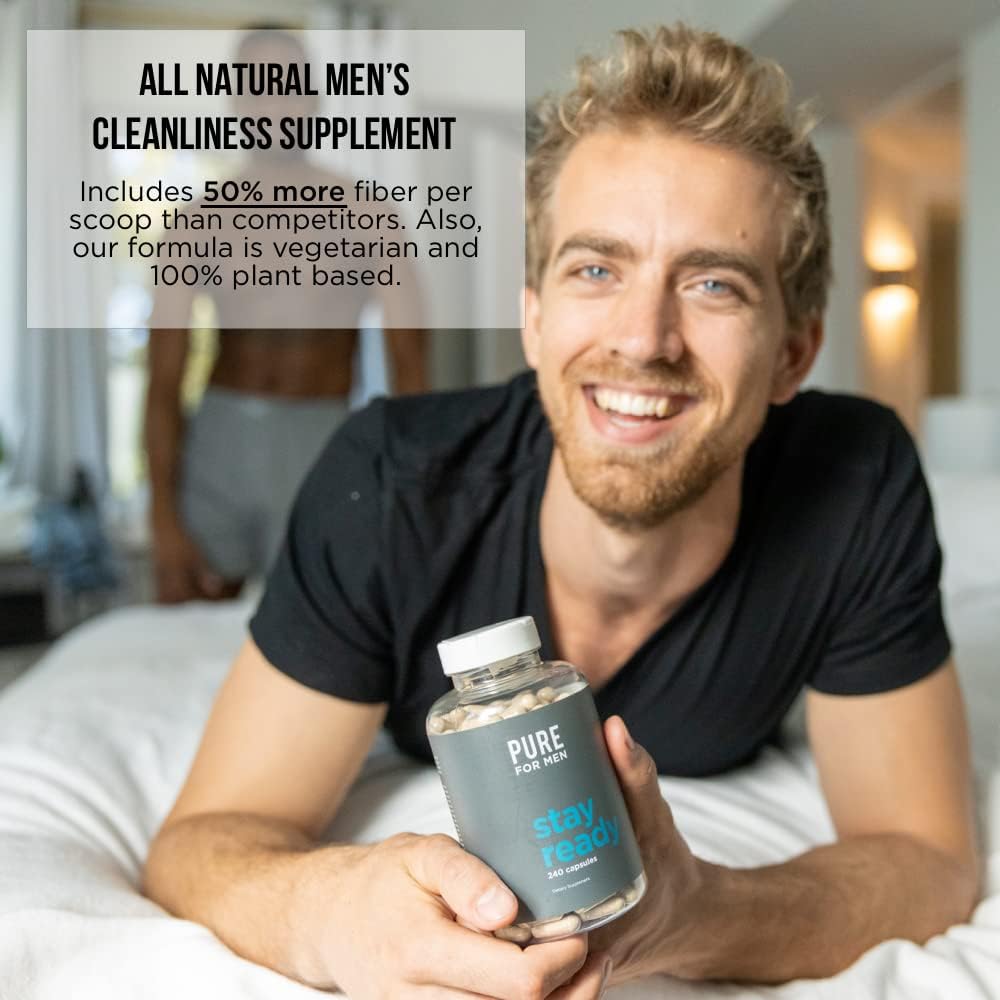 Pure for Men Original Fiber Supplement Powder | Promotes Digestive Regularity | Psyllium Husk, Aloe Vera, Chia Seeds, Flaxseeds | Vegan Blend | 180 gm