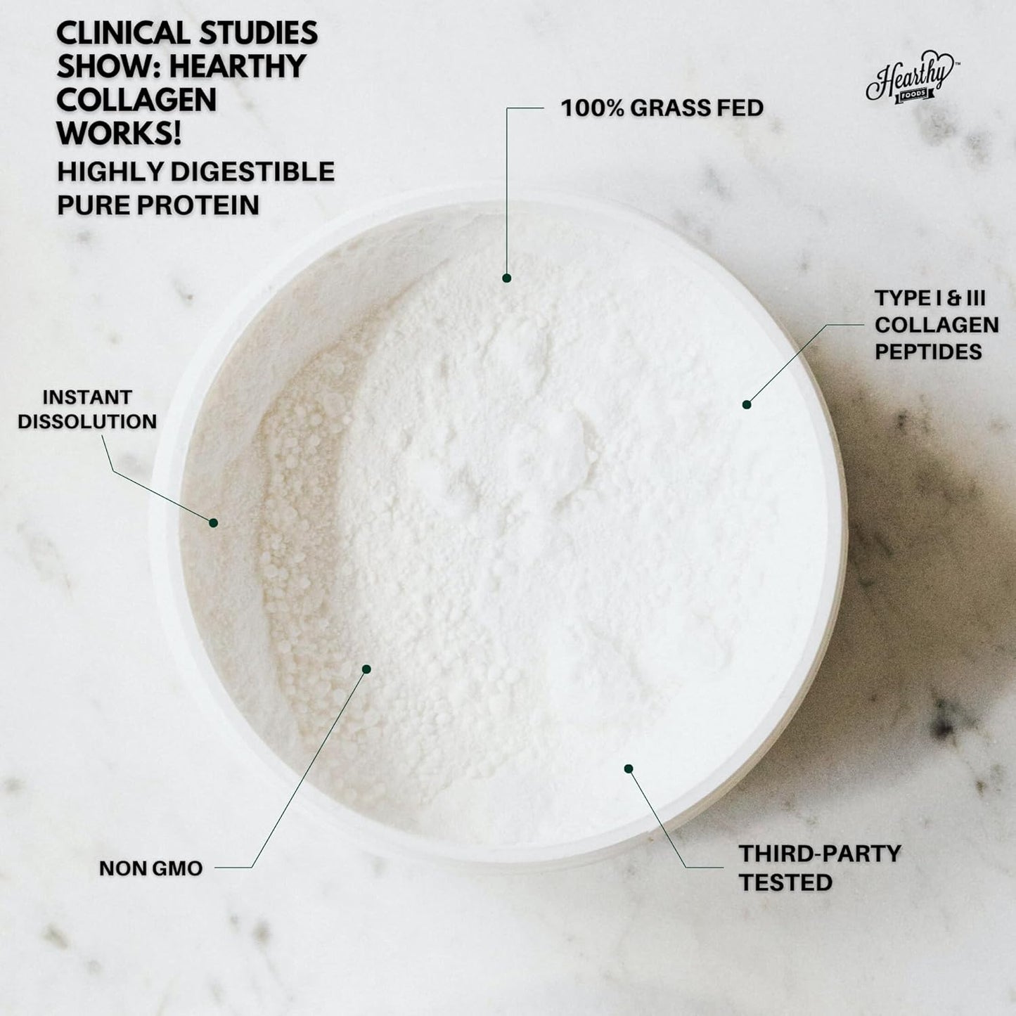 Pure Halal Collagen Peptides Grass Fed Organic Hydrolyzed Powder - 18g Protein - Type I and III Unflavoured - Keto Friendly - Gluten Free - Non GMO - 16 Oz