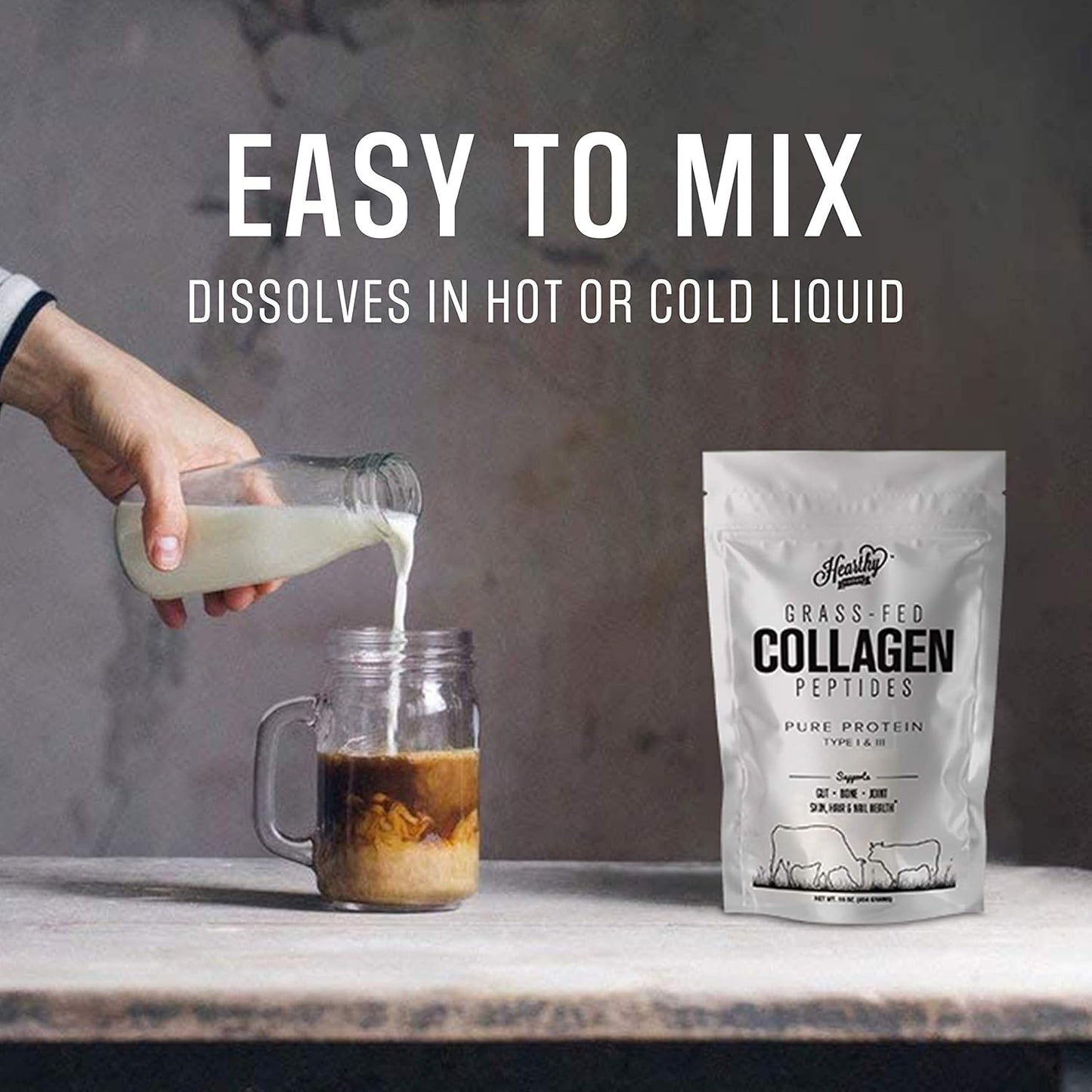 Pure Halal Collagen Peptides Grass Fed Organic Hydrolyzed Powder - 18g Protein - Type I and III Unflavoured - Keto Friendly - Gluten Free - Non GMO - 16 Oz