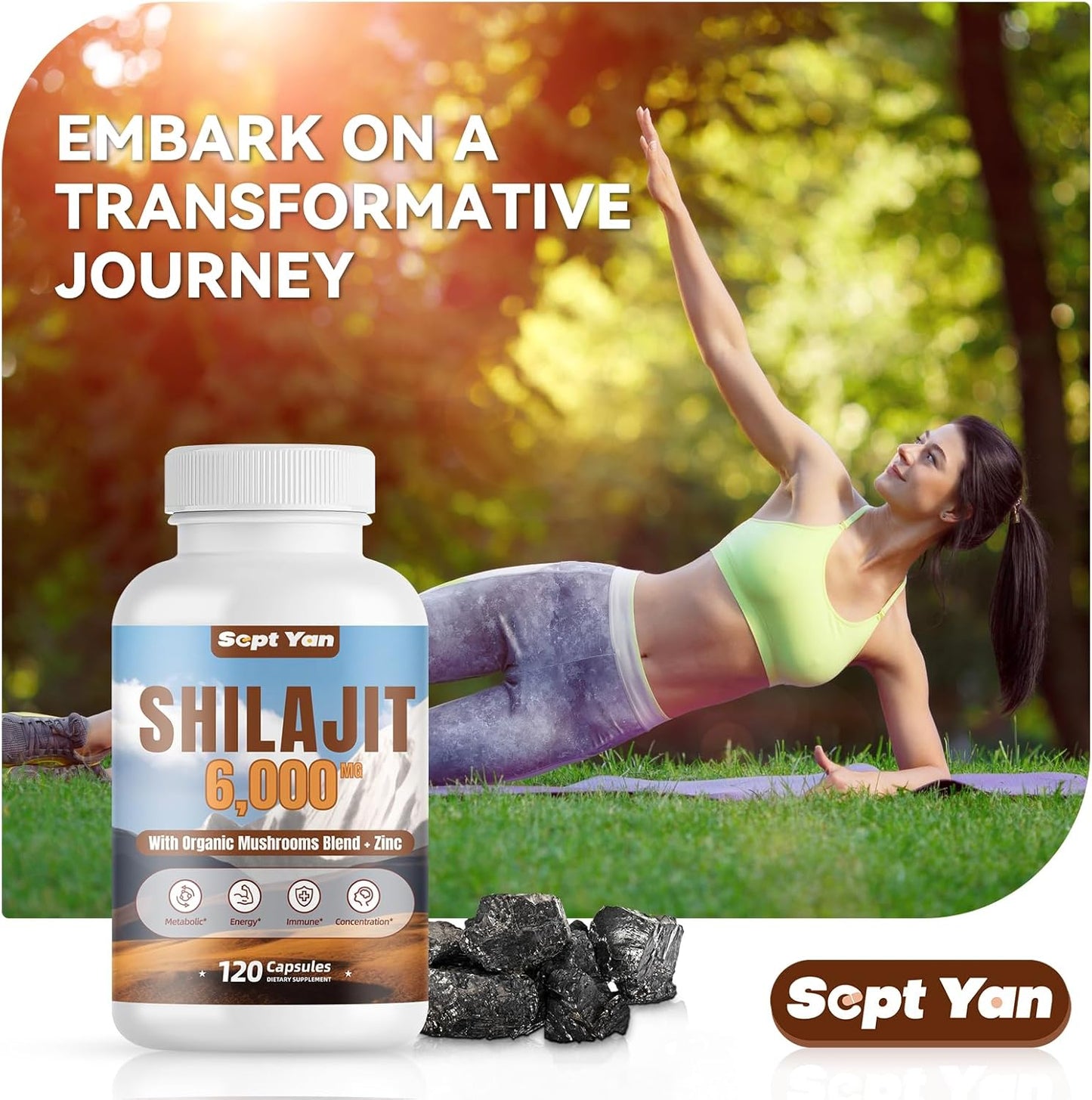 Pure Himalayan Organic Shilajit Capsules with Mushrooms Blend and Zinc - 2 Month Supply for Strength, Stamina, Brain & Immune Health - 120 Count Vegan Supplement for Women & Men