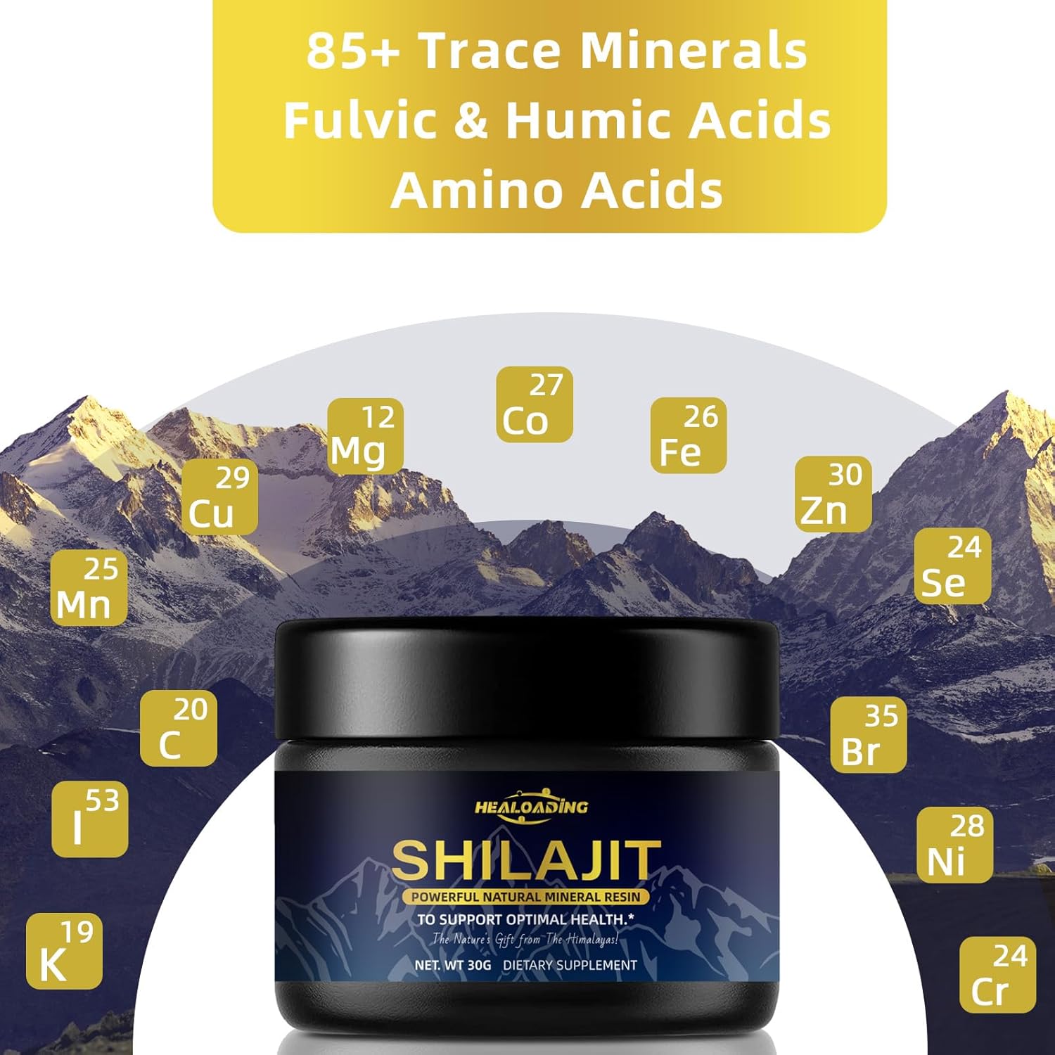 Pure Himalayan Organic Shilajit Resin 600mg for Men - Gold Grade with 85+ Trace Minerals & 75%+ Fulvic Acid - Energy & Immune Support