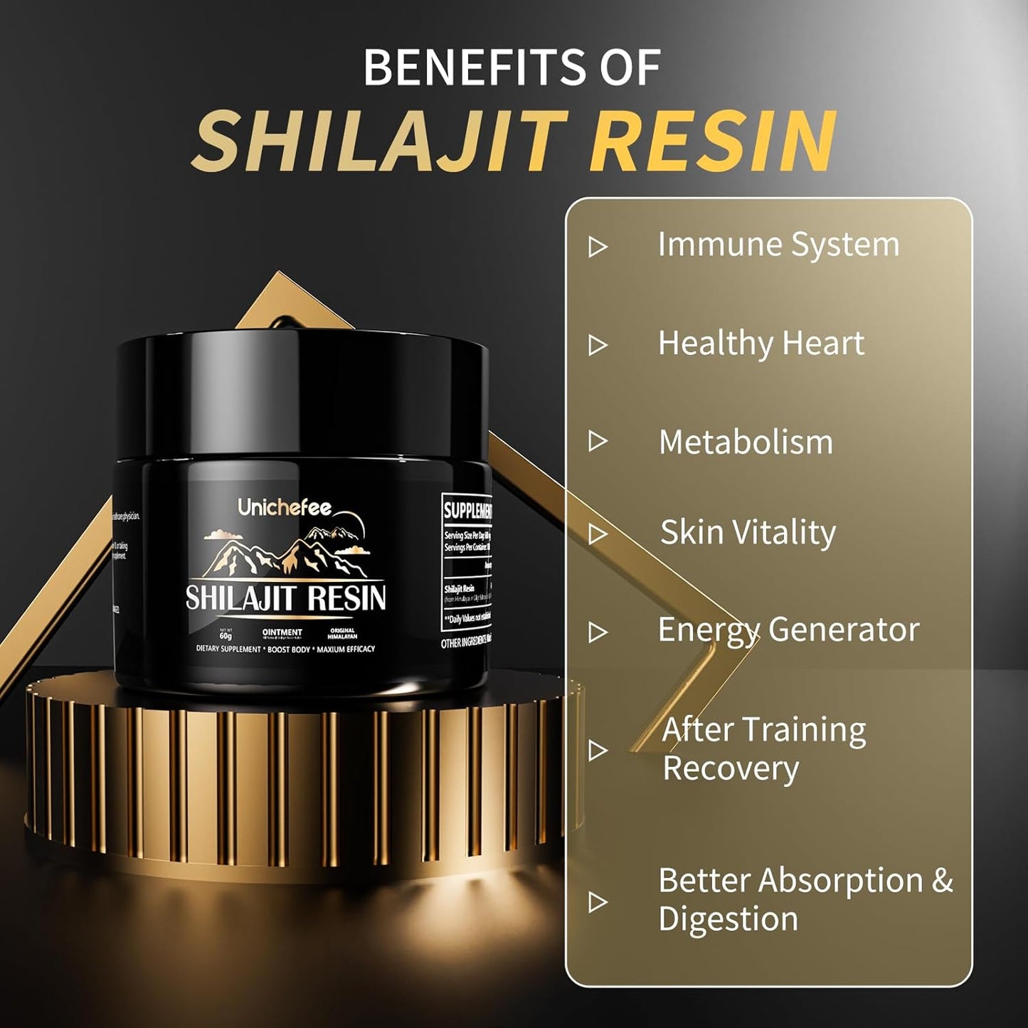 Pure Himalayan Organic Shilajit Resin 60g - Natural Mineral Supplement with 85+ Trace Minerals and Fulvic Acid for Energy Boost - Men and Women's Health