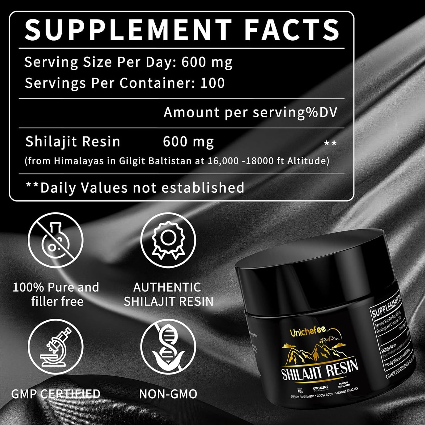 Pure Himalayan Organic Shilajit Resin 60g - Natural Mineral Supplement with 85+ Trace Minerals and Fulvic Acid for Energy Boost - Men and Women's Health