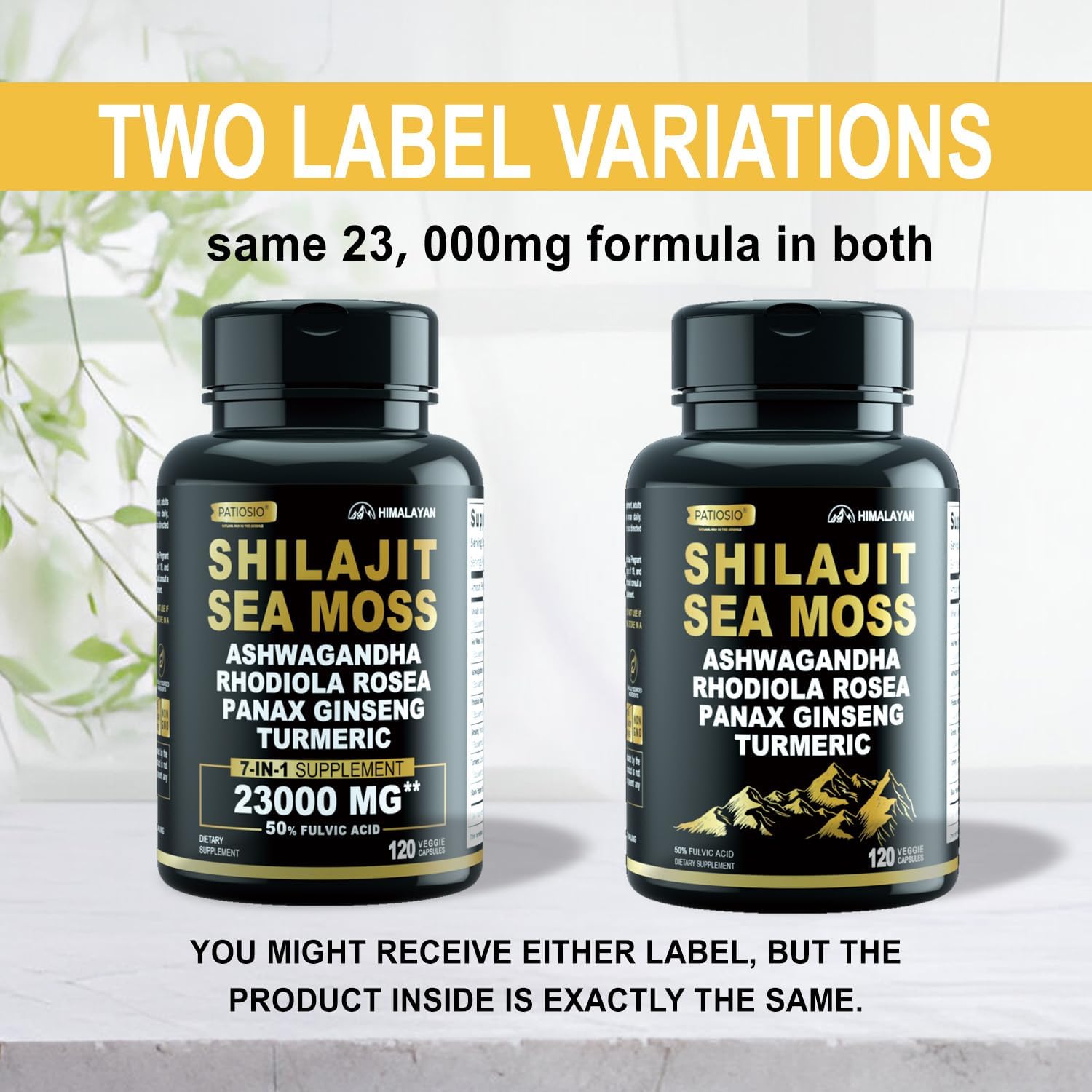 Pure Himalayan Shilajit Capsules for Men - 50% Fulvic Acid, 85+ Trace Minerals with Ashwagandha & Sea Moss - Energy & Stamina - 120 Capsules
