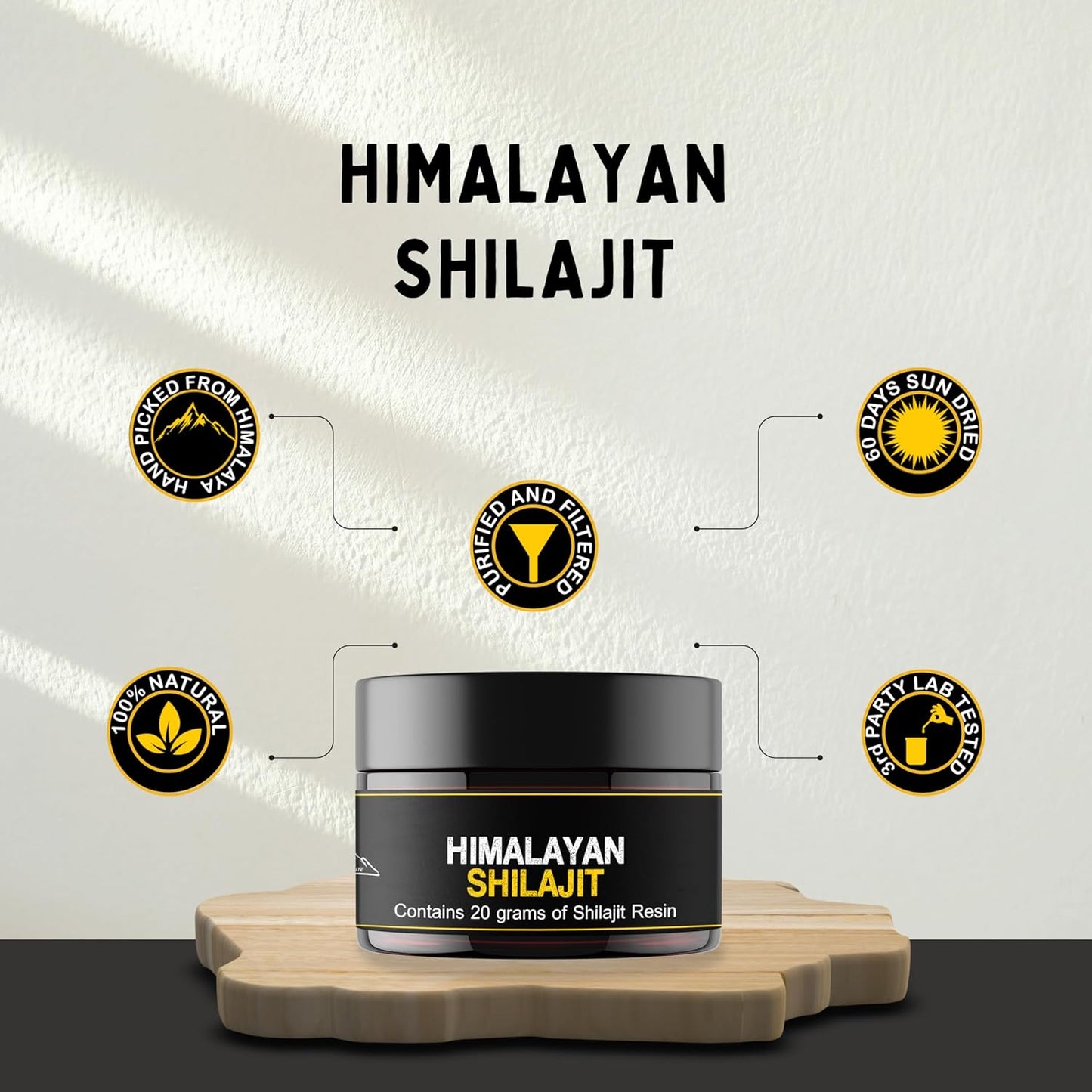 Pure Himalayan Shilajit Resin - Natural and Potent Supplement for Men and Women | 20g with Measuring Spoon | Third Party Tested | 60 Days Sun Dried