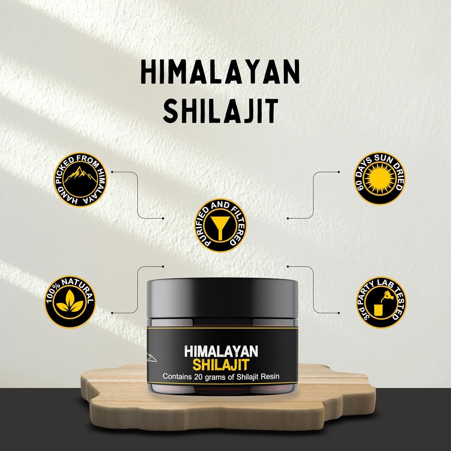 Pure Himalayan Shilajit Resin - Natural and Potent Supplement for Men and Women | 20g with Measuring Spoon | Third Party Tested | 60 Days Sun Dried