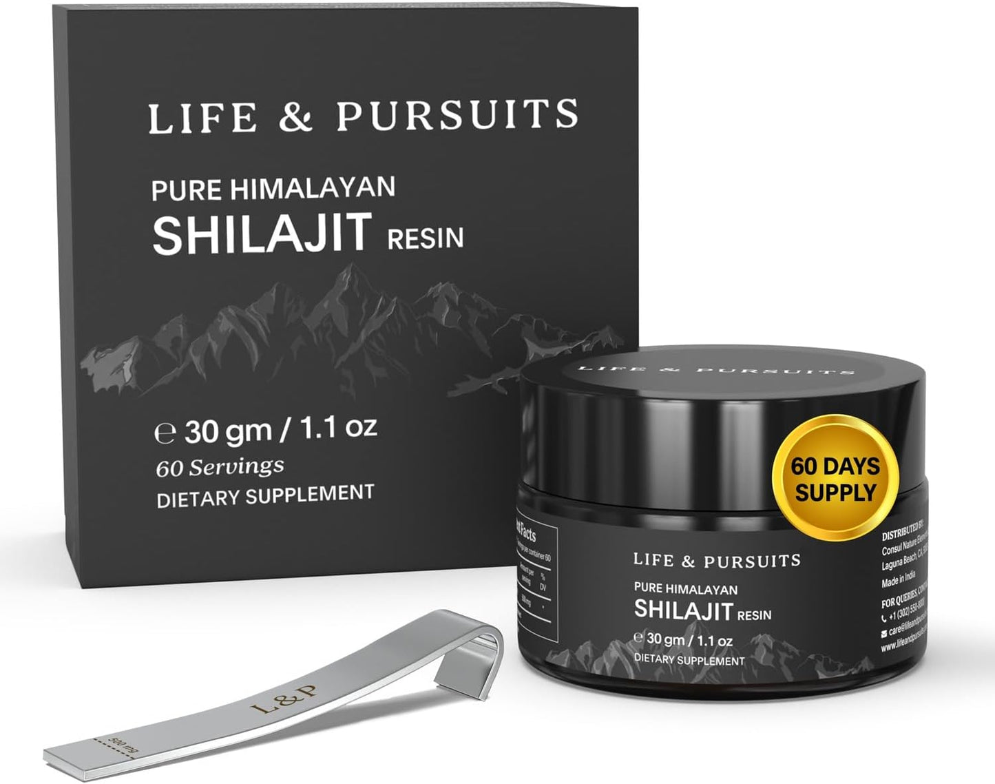 Pure Himalayan Shilajit Resin 1.1 oz - Fulvic Acid & Trace Minerals - Dietary Supplement for Men and Women - Golden Grade - 60 Day Supply