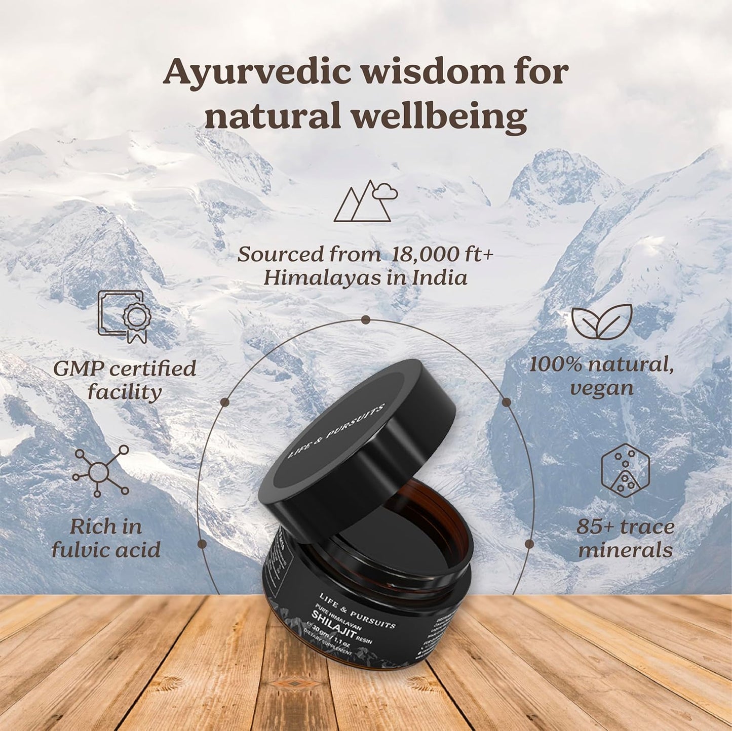Pure Himalayan Shilajit Resin 1.1 oz - Fulvic Acid & Trace Minerals - Dietary Supplement for Men and Women - Golden Grade - 60 Day Supply