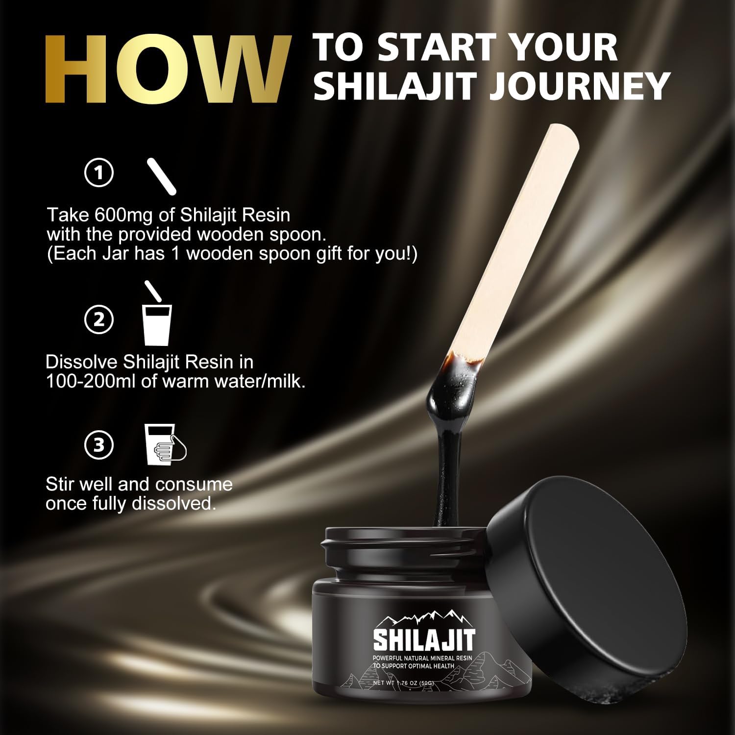 Pure Himalayan Shilajit Resin for Kids, 100% Supplement for Energy & Strength - 600mg, 50g