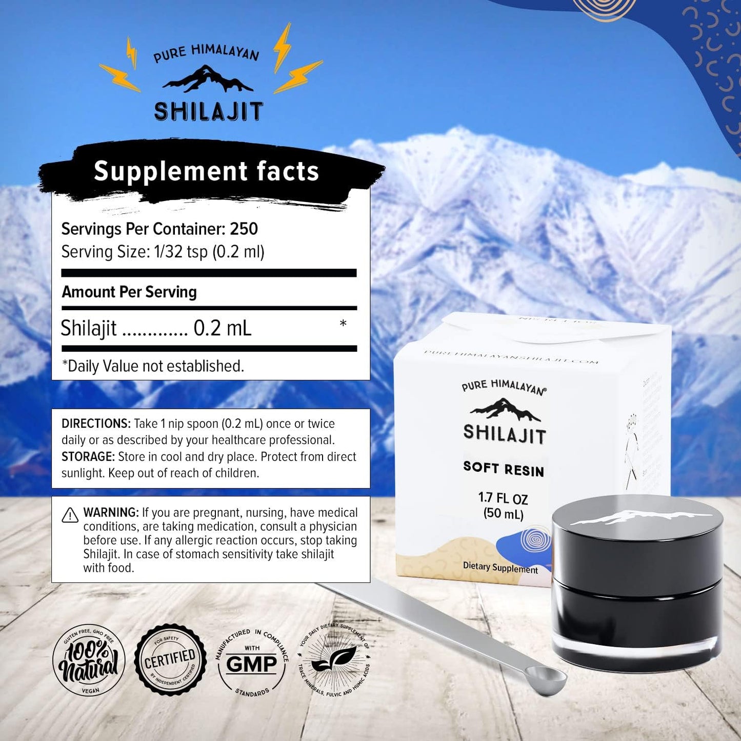 Pure Himalayan Shilajit Soft Resin Supplement - Energy & Immune Support - Natural Fulvic Acid & Trace Minerals - Men & Women - 50ml